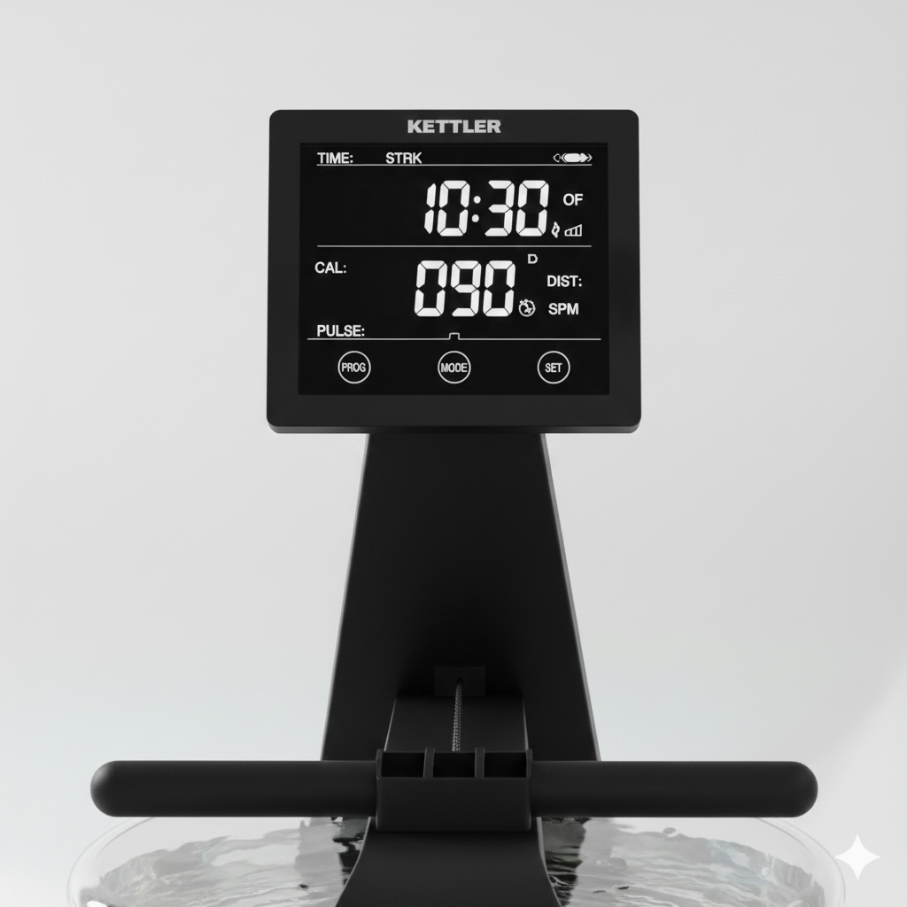 Sportex irklavimo treniruoklis KETTLER ROWER H2O ekranas